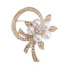 Broche De Coração Duplo Com Strass Brilhante Para Mulheres, Joia De Imitação De Pérola Para Suéter E