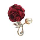 Broche de Cristal e Pérola Rosa Vermelha - Moda Feminina para Festas e Viagens