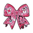 Broche De Esmalte Gótico De Halloween Com Estetoscópio E Laço Rosa, Esqueleto Assustador, Romântico Broche De Esmalte Gótico De Halloween Com Estetoscópio E Laço Rosa, Esqueleto Assustador, Romântico