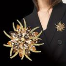Broche de flor de luxo feminino pino terno acessórios jóia cristal simples broche de girassol