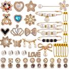 Broche de segurança Sock Charms, 55 peças de joias douradas