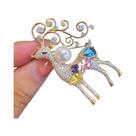 broche de veado de Natal colorido diamante alce zircão animal pino joia