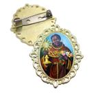 Broche Dourado São Benedito Terno Noivo lapela Qualidade Resinado Alto Padrão Casamentos Broche Dourado São Benedito Terno Noivo lapela Qualidade Resinado Alto Padrão Casamentos