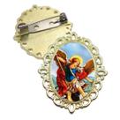Broche Dourado São Miguel Terno Noivo lapela Qualidade Resinado Alto Padrão Casamentos Broche Dourado São Miguel Terno Noivo lapela Qualidade Resinado Alto Padrão Casamentos