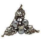 Broche Flor Strass e Pérola Grafite BRG0055