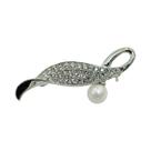 Broche Folha Strass e Pérola Prateado BRG0033PR Broche Folha Strass e Pérola Prateado BRG0033PR