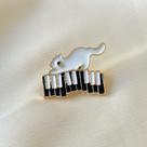 Broche Gato no Piano Esmaltado Pequeno - Broche Gato no Piano Esmaltado Pequeno -