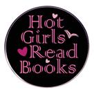 Broche Hot Girls Read Books, redondo, liga preta, esmalte