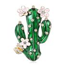 Broche Pin Cactus Flower com strass e liga de esmalte Broche Pin Cactus Flower com strass e liga de esmalte