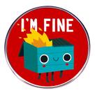 Broche Pin Funny Cartoon Round Alloy I'm Fine” para roupas