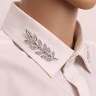 Broche Pin Sttiafay Suit Collar Double Silver Leaves Alloy
