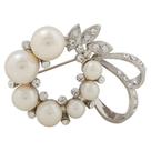 Broche Strass e Pérola Prateado BRG4885
