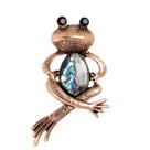 Broche Vintage Frog com concha de abalone em liga de 2,8 x 5,8 cm Broche Vintage Frog com concha de abalone em liga de 2,8 x 5,8 cm