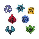 Broches De Jogo Anime 7 Elementos Forma Fogo Gelo Água Emalhe Liga De Metal Presente De Joias