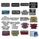 Brooch Pins Set Funny Quote, desenhos de texto em inglês