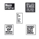 Brooch Pins Set Music Quote Retro Black White Enamel Alloy