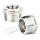 Bucha hexagonal redutora TAISHER 304 de aço inoxidável 3/4 NPT macho x 1/2 NPT fêmea
