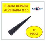 Bucha p/ reparo alvenaria cônica c/10 pçs 12
