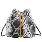 Bucket Bag Extolove Denim acolchoado com cordão para mulheres