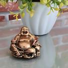 Buda Chinês Sorridente Fortuna Riqueza Dourado Resina 5 Cm