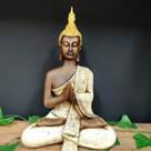 Buda hindu envelhecido com branco 33cm