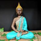 Buda hindu envelhecido e turquesa com strass 40cm Buda hindu envelhecido e turquesa com strass 40cm