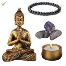 Buda hindu orando 9cm ametista pulseira hematita porta vela