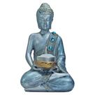 Buda Hindu Tibetano Decoração Castiçal 3 Velas Azul/Dourado