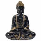 Buda Hindu Tibetano Estátua Decorativa Preto C/ Dourado 22cm
