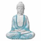 Buda Hindu Tibetano Imagem Estátua Branca Com Turquesa 22cm
