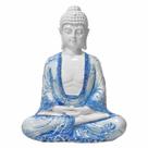 Buda Hindu Tibetano Imagem Estátua Enfeite Branca Azul 22cm