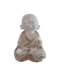 Buda Meditando Sorrindo Imagem Estátua Gesso 19cm