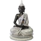 Buda Prata E Preto Com Espelhos Meditando - Fx047 Buda Prata E Preto Com Espelhos Meditando - Fx047