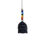 Buda preto Feg Shui 45mm com 7 contas coloridas para pendurar