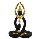 Buda Sentado Preto Detalhes Dourado 33cm - Enfeite Decorativo Resina Buda Sentado Preto Detalhes Dourado 33cm - Enfeite Decorativo Resina