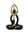 Buda Sentado Preto Detalhes Dourado 33cm