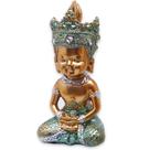 Buda Tailandês da Prosperidade Meditando Azul Gold 12cm