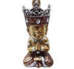 Buda Tailandês da Prosperidade Orando Vermelho Gold 12cm