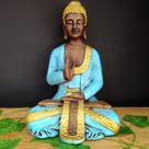 Buda tailandês envelhecido com azul 30cm Buda tailandês envelhecido com azul 30cm