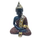 Buda Tailandês Meditando Sentado Yoga Preto Marrom 12 cm