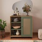 Buffet 1 Porta Palhinha Rattan Charlotte Verde/Carvalho/Menta Buffet 1 Porta Palhinha Rattan Charlotte Verde/Carvalho/Menta