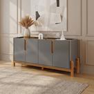 Buffet 170cm 4 Portas Lizz Versátile 2022 Cinza/Perola/Cedro Buffet 170cm 4 Portas Lizz Versátile 2022 Cinza/Perola/Cedro
