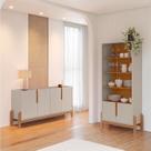 Buffet 170cm e Cristaleira com Pés de Madeira Maciça Lizz