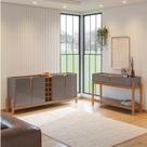 Buffet 190cm e Aparador 2 Gavetas com Pés de Madeira Maciça Lizz