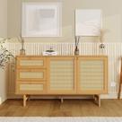 Buffet 2 Portas 3 Gavetas Rattan Magna CabeCasa MadeiraOriginals Mel