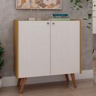 Buffet 2 Portas Frisadas 80cm com Pés de Madeira 100% MDF