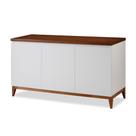 Buffet 3 Portas Joy com Pés em Madeira Eucalipto - Branco/Castanho