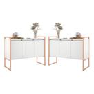 Buffet 3 Portas Rouxe Branco Cobre Conjunto 2 Unidades