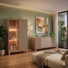 Buffet 4 Portas com Cristaleira com Led Microripado Mondrian Buffet 4 Portas com Cristaleira com Led Microripado Mondrian