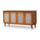 Buffet 4 Portas Rattan Madeira Maciça 163cm - Suporta 70kg